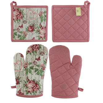 Kuchyňská chňapka s magnetem a podložkou 17*27, Růže