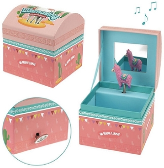 Hrací skříňka šperkovnice Lama natahovací karton 11x11x10cm ve fólii