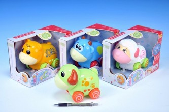 Zvířátko 15cm na kolečkách na baterie 3xAG13 se zvukem, 4 druhy, v krabičce od 12 měsíců - 1 kus