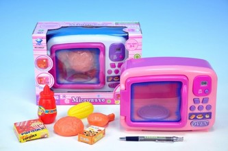 Mikrovlnná trouba plast 20x15cm na baterie se zvukem se světlem; 2 barvy v krabici - 1 kus