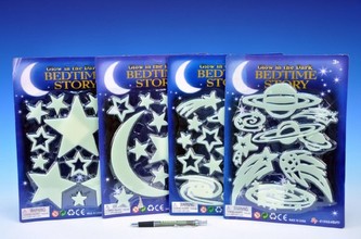 Sada hvězdy/planety svítící ve tmě plast, 4 druhy, na kartě - 1 kus