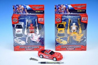 Transformer auto závodní 15cm na baterie se zvukem se světlem; 3 barvy; v krabičce - 1 kus