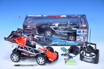 Auto RC Buggy plast 30cm 27MHz plná funkce na baterie s adaptérem a packem 2 barvy v krabici - 1 kus