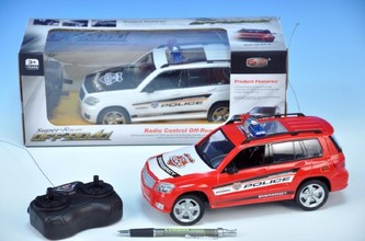 Auto RC Policie 23cm na baterie na vysílačku plná funkce 27MHz se světlem 2 barvy v krabičce - 1 kus
