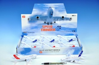 Letadlo dopravní na zpětné natažení kov 15cm, 2 barvy (1ks)