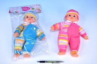 Panenka miminko 29 cm měkké tělo na baterie 4 zvuky, 2 barvy (1ks v sáčku)