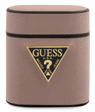 Pevné puzdro Guess Saffiano Apple Airpods, ružové