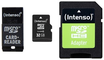 Intenso 32GB micro SDHC + adaptér + USB čtečka
