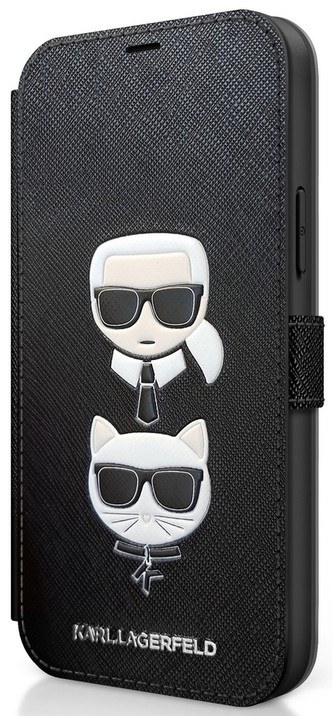 Karl Lagerfeld Saffiano Book iPhone 12 mini, čierna