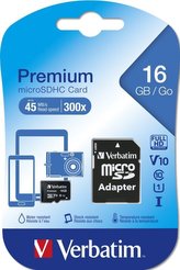 SDHC 16GB micro pamäťová karta PREMIUM UHS-I (U1) (45MB/s), V10, Class 10 + adaptér Verbatim