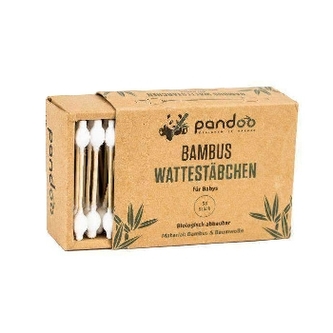 Pandoo Bambusové detské vatové tyčinky do uší s bio bavlnou 55 ks