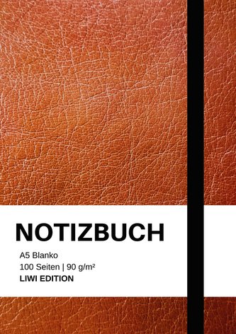 Notizbuch A5 blanko - 100 Seiten 90g/m² - Soft Cover Braun - nachhaltiges Papier