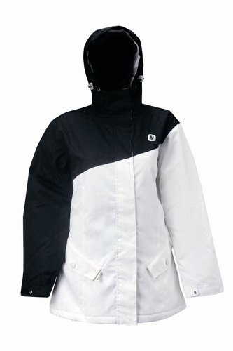 DROMMEN - dámská zimní lyžařská bunda s kapucí - černo- bílá - 40