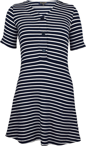 MARINE - Dámské šaty z žebrované bavlny - Navy comb - L