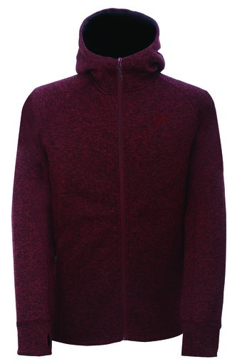 MOSSEN - pánská celorozepínací flatfleece mikina s kapucí - Wine red - L
