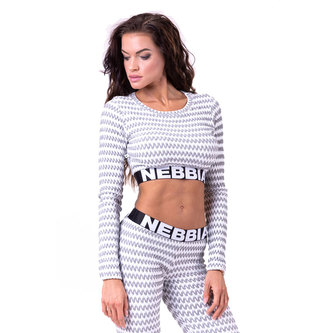 Nebbia Boho Style 3D pattern crop top 660 - Světle šedá - S