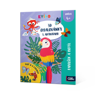 Kvído - 3D omaľovánky - papagáj a motýľ