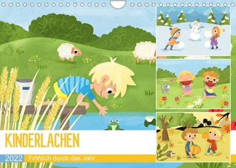 KINDERLACHEN - Fröhlich durch das Jahr - Ein Kinderkalender (Wandkalender 2022 DIN A4 quer)