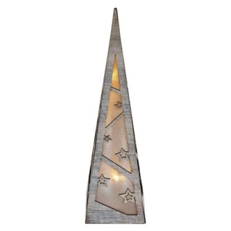 LED pyramida dřevěná, 36 cm, 2x AA, vnitřní, teplá bílá, časovač