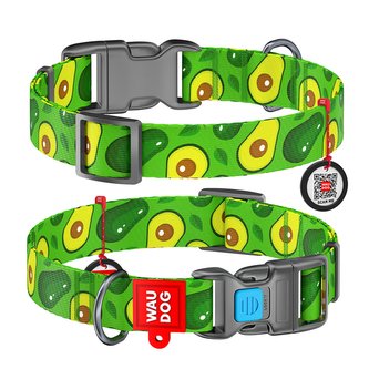 Obojek nylonový Waudog Avokádo QR (35-58cm/2,5cm)