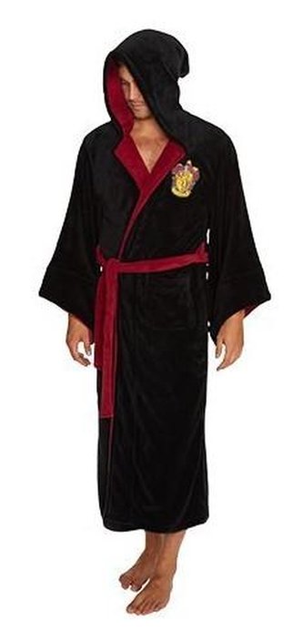Pánský fleece župan Harry Potter: Čaroděj z Nebelvíru - Gryffindor (univerzální) černá