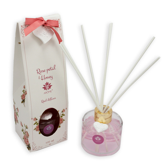 Tyčinkový difuzér v darčekovej krabičke, 100 ml, Ruže a med