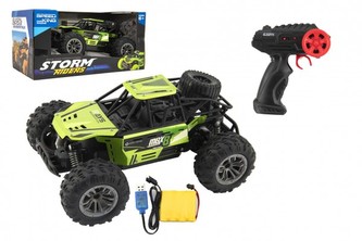 Auto RC buggy terénne zelené 22cm plast 2,4 GHz na batérie + dobíjací pack v krabici 32x16x18cm