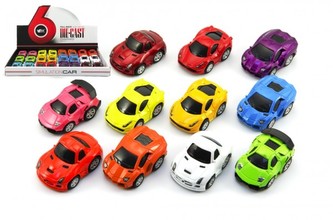 Auto mini kov/plast 5cm na spätné natiahnutie mix farieb 1 ks