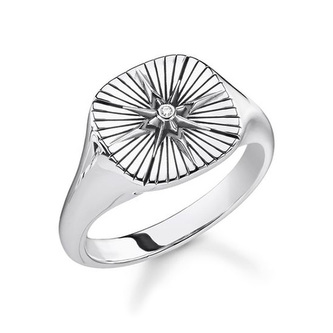 Prsten \"Vintage hvězda\" Thomas Sabo, TR2247-643-14-62, Sterling Silver, 925 Sterling silver, blackened, zirconia white