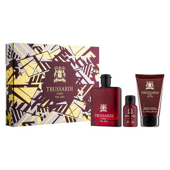 Dárková sada Trussardi, Uomo The Red, EDT 100 ml, sprchový gel 100 ml, mýdlo na vousy 50 ml