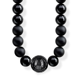 Náhrdelník \"Etnický černý\" Thomas Sabo, KE1674-704-11-L100, Sterling Silver, 925 Sterling silver, blackened, obsidian