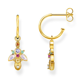 Náušnice kruhové \"Brouk\" Thomas Sabo, CR651-488-7, Sterling Silver, 925 Sterling silver, 18k yellow gold plating, synthetic corundum, glass-ceramic stone, zirconia