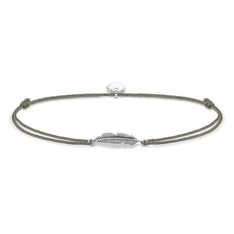 Kotníkový náramek \"Pírko\" Thomas Sabo, LSAK003-907-5-L27v, Sterling Silver, 925 Sterling silver, blackened, nylon grey