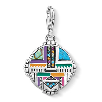 Přívěsek \"Symbol slunce\" Thomas Sabo, 1762-991-7, Charm Club, 925 Sterling silver, blackened, cold enamel, synthetic corundum, abalone mother-of-pearl, glass-ceramic stone, simulated, zirconia