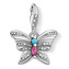 Přívěsek \"Motýl\" Thomas Sabo, 1831-342-7, Charm Club, 925 Sterling silver, blackened, glass-ceramic stone, synthetic corundum, zirconia | multicoloured
