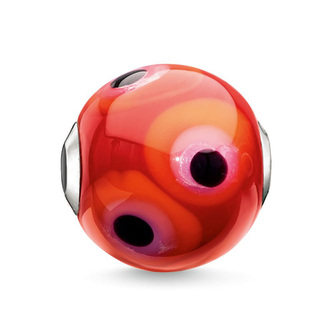 Korálek \"Skleněný barevný\" Thomas Sabo, K0284-017-10, Karma Beads, 925 Sterling silver, glass orange/pink/black/red