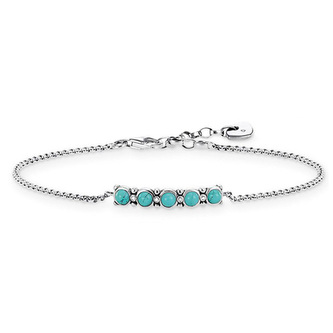 Náramek \"Etnický\" Thomas Sabo, D_A0015-357-17-L19v, Sterling Silver, 925 Sterling silver, blackened, simulated turquoise, white diamond