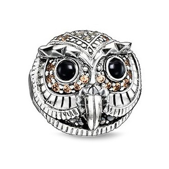 Korálek \"Sova\" Thomas Sabo, K0178-650-7, Karma Beads, 925 Sterling silver, blackened, marcasite, onyx, zirconia