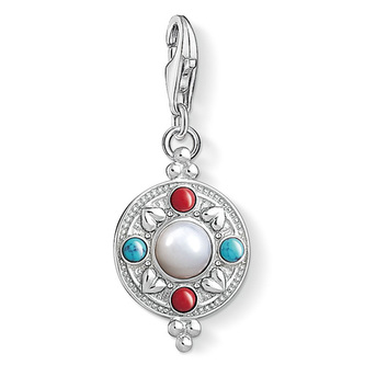Přívěsek \"Etnická mince\" Thomas Sabo, 1467-336-7, Charm Club, 925 Sterling silver, mother-of-pearl, simulated coral/turquoise