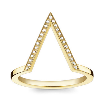 Prsten \"Trojúhelník\" Thomas Sabo, D_TR0020-924-14-56, Sterling Silver, 925 Sterling silver, 18k yellow gold plating, white diamond