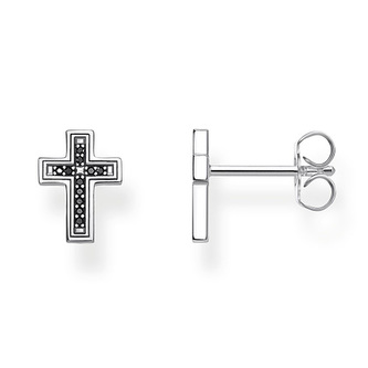 Náušnice \"Černý kříž\" Thomas Sabo, H2112-643-11, Sterling Silver, 925 Sterling silver, blackened, zirconia black