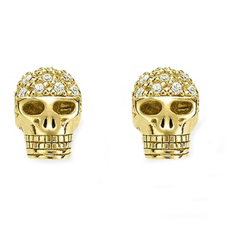 Náušnice \"Lebka\" Thomas Sabo, D_H0013-924-39, Sterling Silver, 925 Sterling silver, 18k yellow gold plating, white diamond