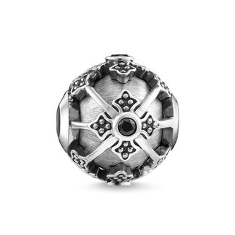 Korálek \"Královský kříž\" Thomas Sabo, K0303-643-11, Karma Beads, 925 Sterling silver, blackened, zirconia black