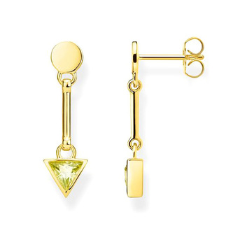 Náušnice \"Zelený trojúhelník\" Thomas Sabo, H2038-414-33, Sterling Silver, 925 Sterling silver, 18k yellow gold plating, zirconia light green
