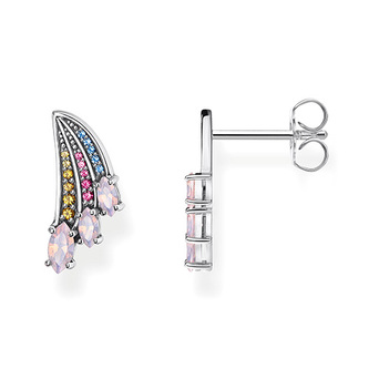 Náušnice \"Křídlo kolibříka\" Thomas Sabo, H2101-348-7, Sterling Silver, 925 Sterling silver, blackened, synthetic corundum, glass-ceramic stone