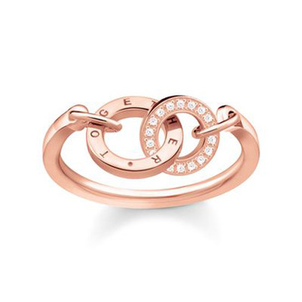 Prsten \"Spolu\" Thomas Sabo, TR2141-416-40-52, Sterling Silver, 925 Sterling silver, 18k rose gold plating, zirconia white