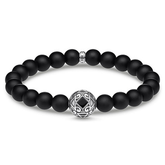 Náramek \"Černý ornament\" Thomas Sabo, A1941-507-11-L16, Sterling Silver, 925 Sterling silver, blackened, agate, obsidian