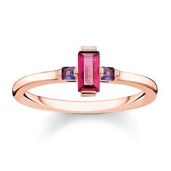 Prsten \"Barevné kameny\" Thomas Sabo, TR2258-540-10-52, Sterling Silver, 925 Sterling silver, 18k rose gold plating, synthetic corundum, glass-ceramic stone