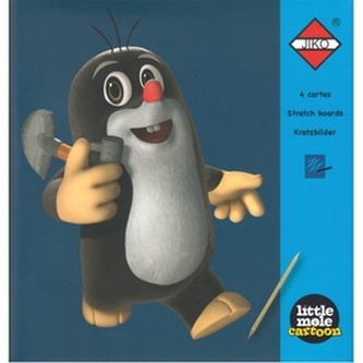 Škrabací obrázky Panda a Little Mole - modré