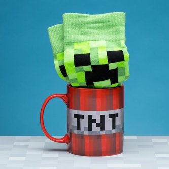 Darčekový set - hrnček s ponožkami Minecraft: TNT (objem 315 ml|EU 41 - 46)